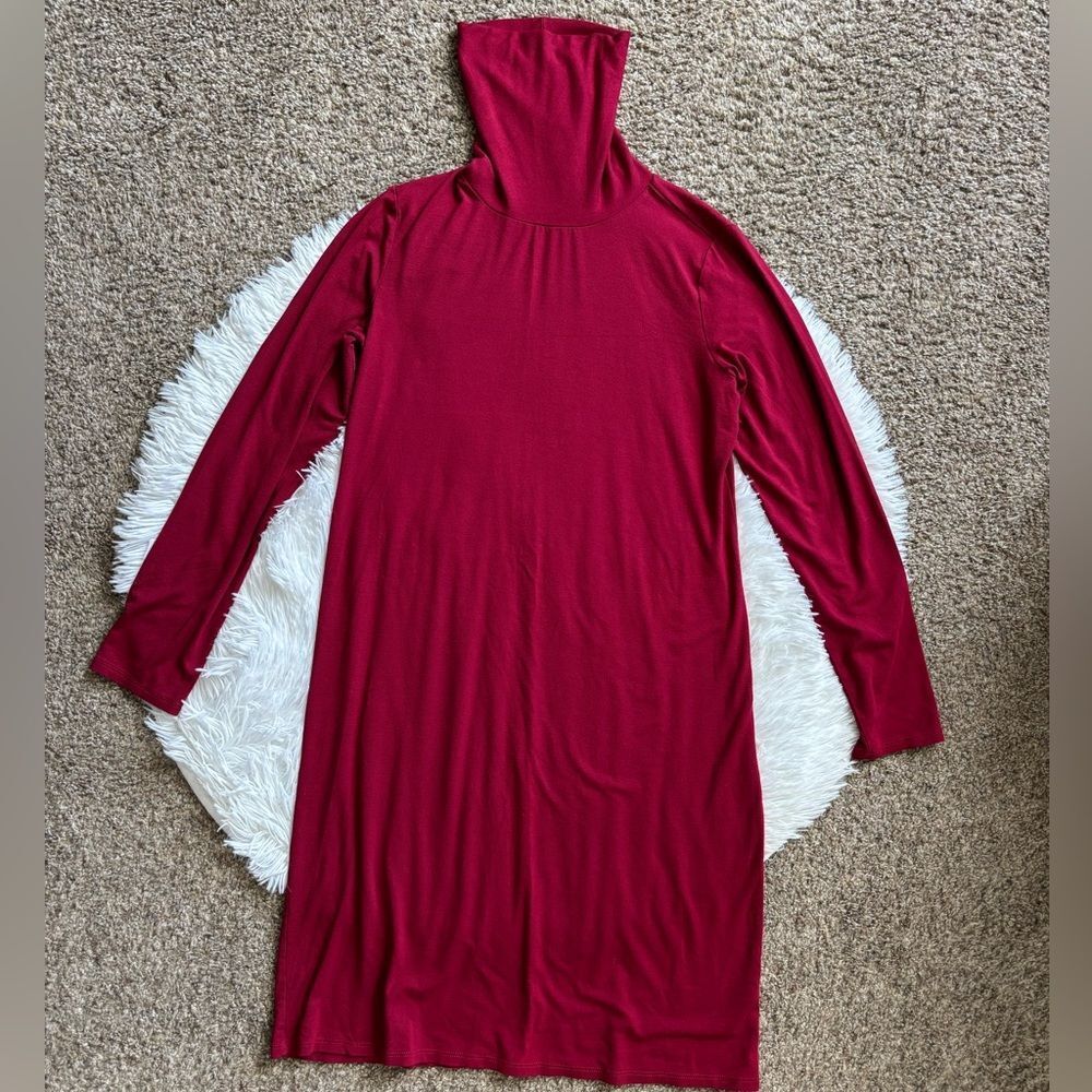 J. Jill‎ Dress Turtleneck Stretch Red Long Sleeves Womens Size Small Petite